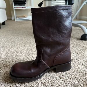 Prada Women's Dark Brown Leather Boots